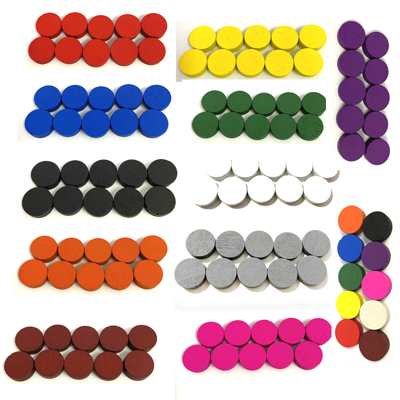 Game Token Counter - 50pieces 15*5MM 11 Colors Wooden Disk